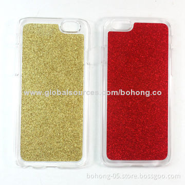 Bling PC case for iPhone 6, transparent PC back with bling sticker, various colors are available